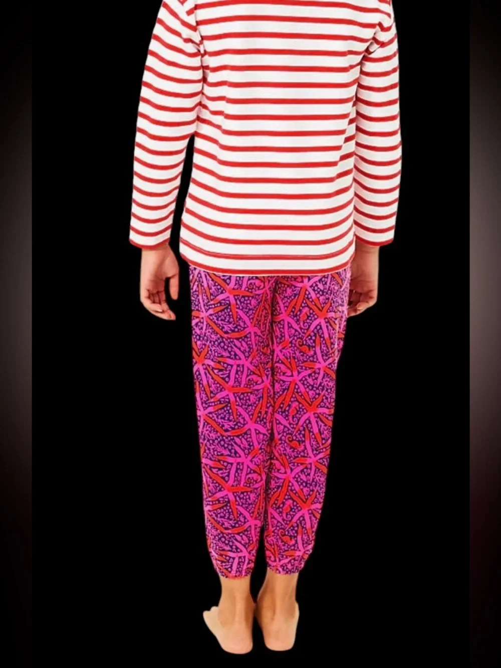 Lilly Pulitzer Mini Mallie Terry Pant in Passion Fruit Pink Star Searching Sz M